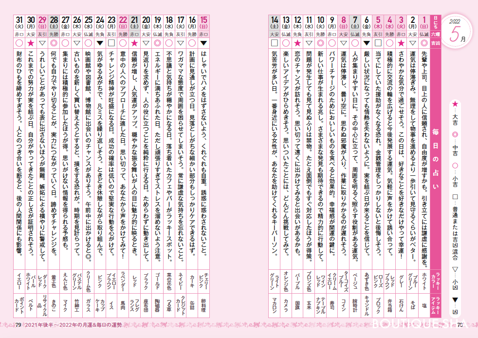 九星開運帖 22年 六白金星 本の情報 ブティック社